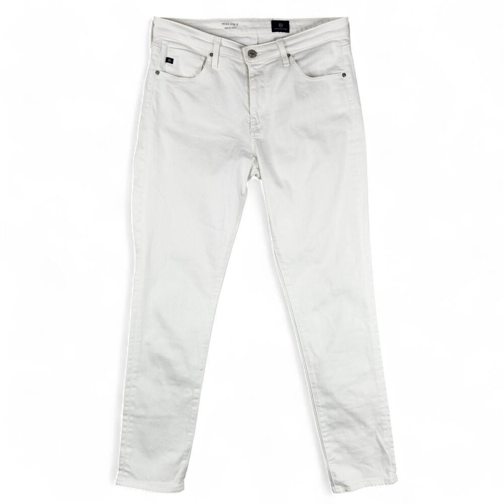 AG Prima Ankle Jeans Women's 29R White Cigarette Ankle Denim 31 Measured